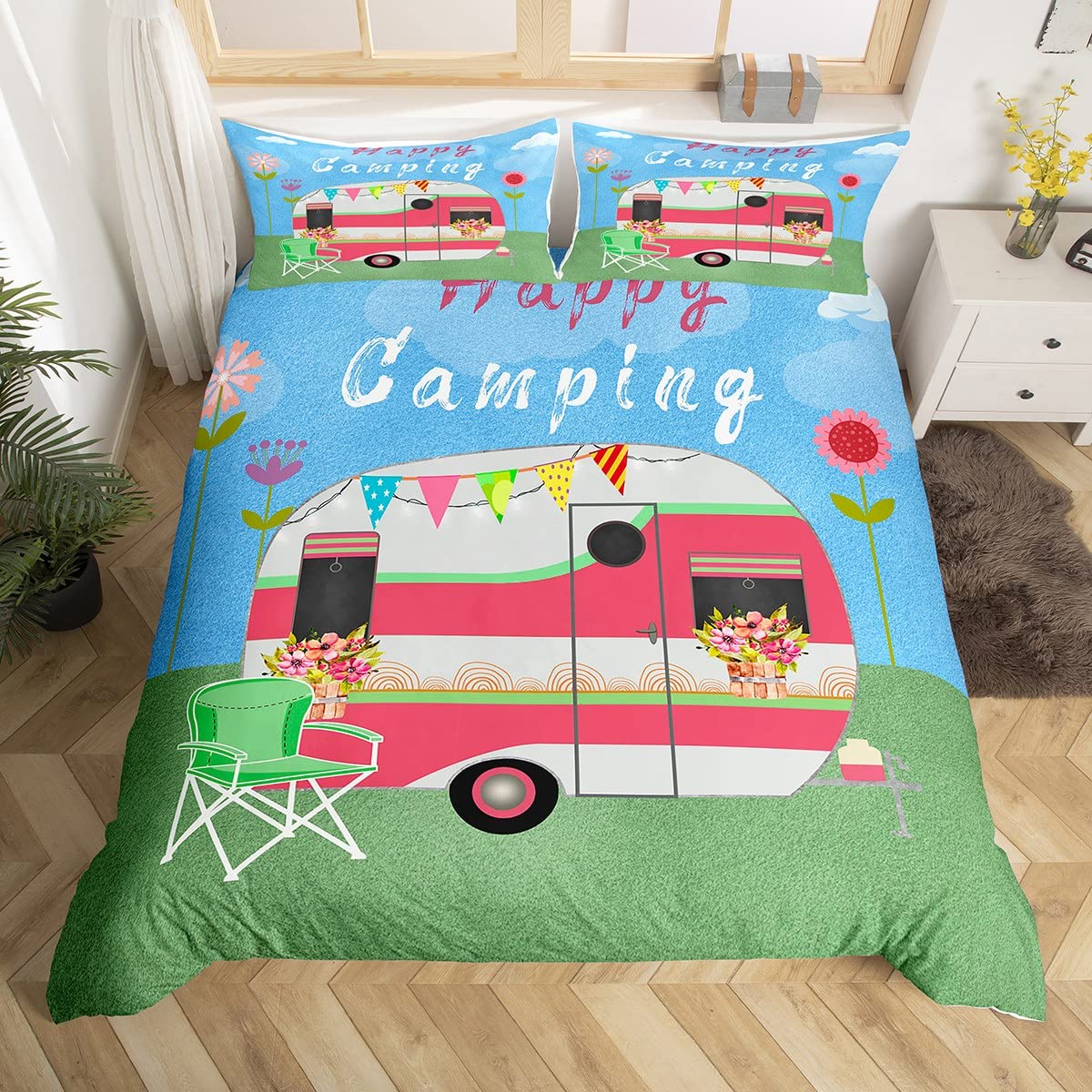Outdoor Adventure Quilt - مجموعة مفارش سرير تخييم ، غطاء