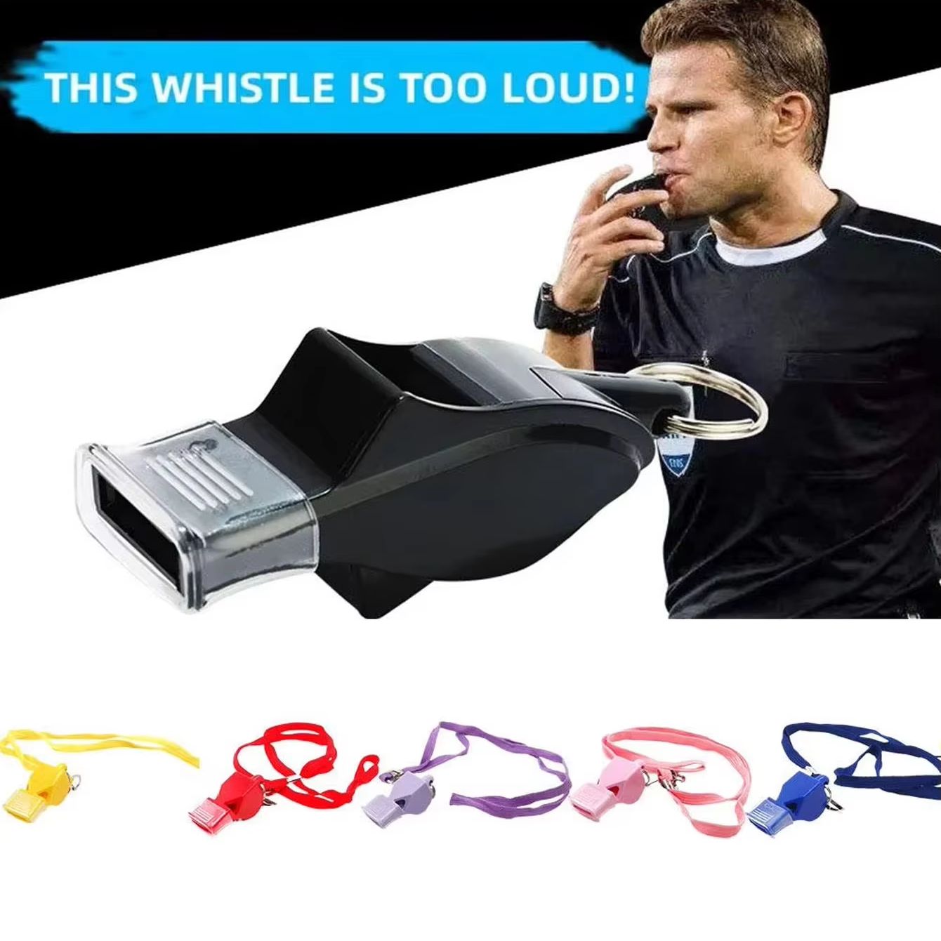 Emergency Whistle Pea - صافرة رياضية احترافية مع حبل تعليق،