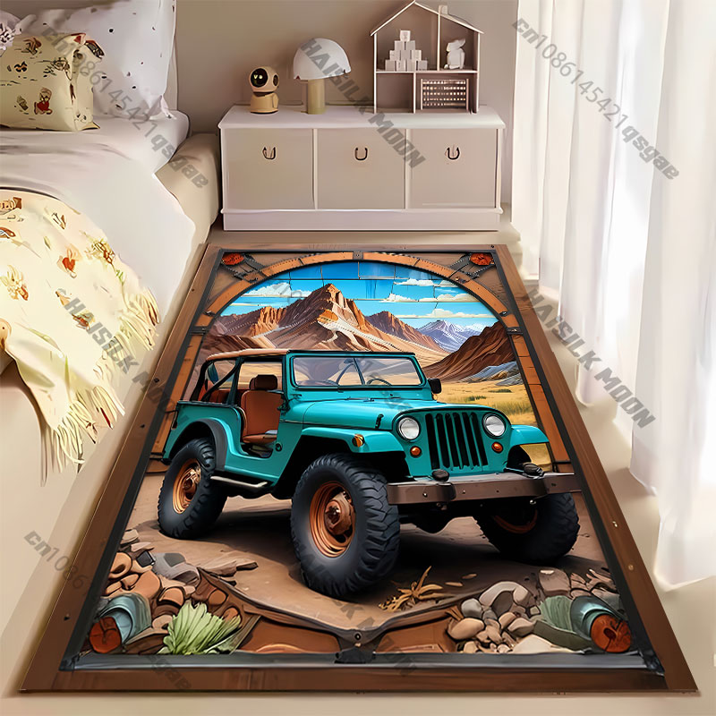 سجادة بتصميم منظر جبلي ومركبة  - مراجعة Outdoor Adventure Jeep وسعره
