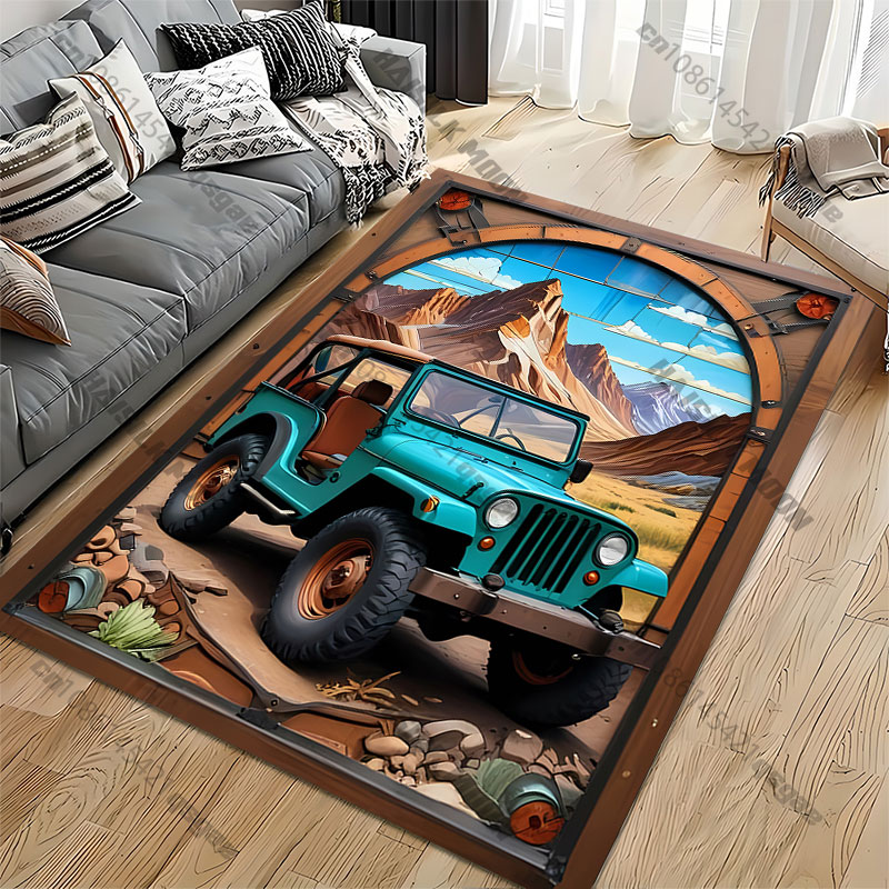 سجادة بتصميم منظر جبلي ومركبة  - مراجعة Outdoor Adventure Jeep وسعره