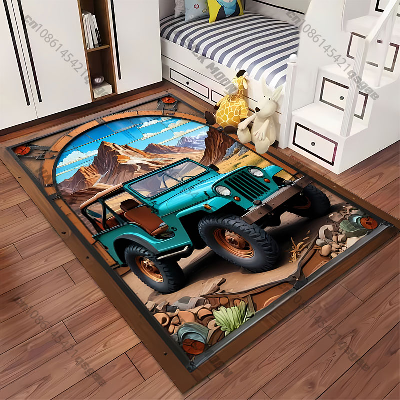 سجادة بتصميم منظر جبلي ومركبة  - مراجعة Outdoor Adventure Jeep وسعره